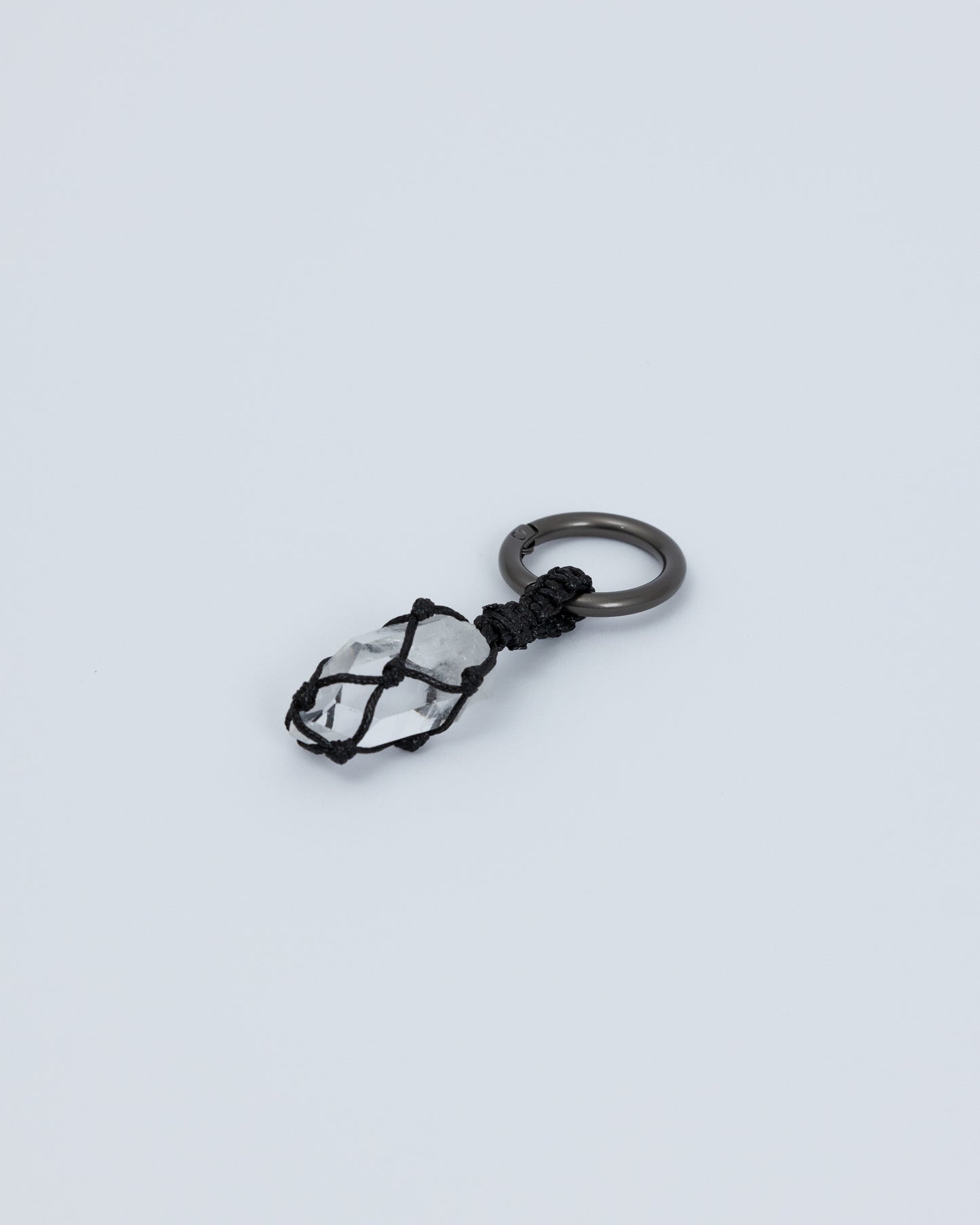 編織白水晶 黑色鑰匙圈 | Trinket Series: Braided Clear Quartz Gunmetal Keychain