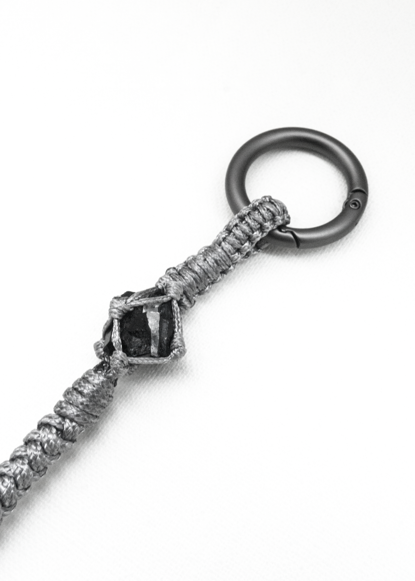 MRKT5 x SHI ZAI: Woven Black Tourmaline Phone Chain 編織黑碧璽手機鍊 (Silver 銀色)