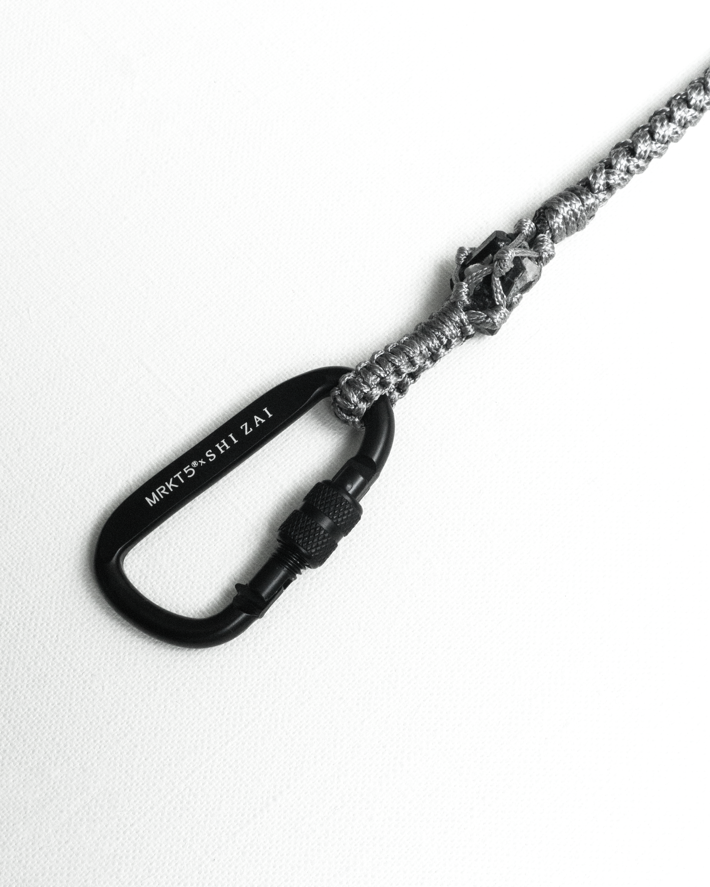 MRKT5 x SHI ZAI: Woven Black Tourmaline Phone Chain 編織黑碧璽手機鍊 (Silver 銀色)