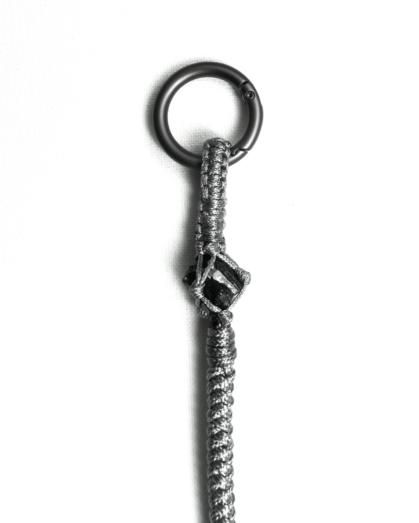 MRKT5 x SHI ZAI: Woven Black Tourmaline Phone Chain 編織黑碧璽手機鍊 (Silver 銀色)