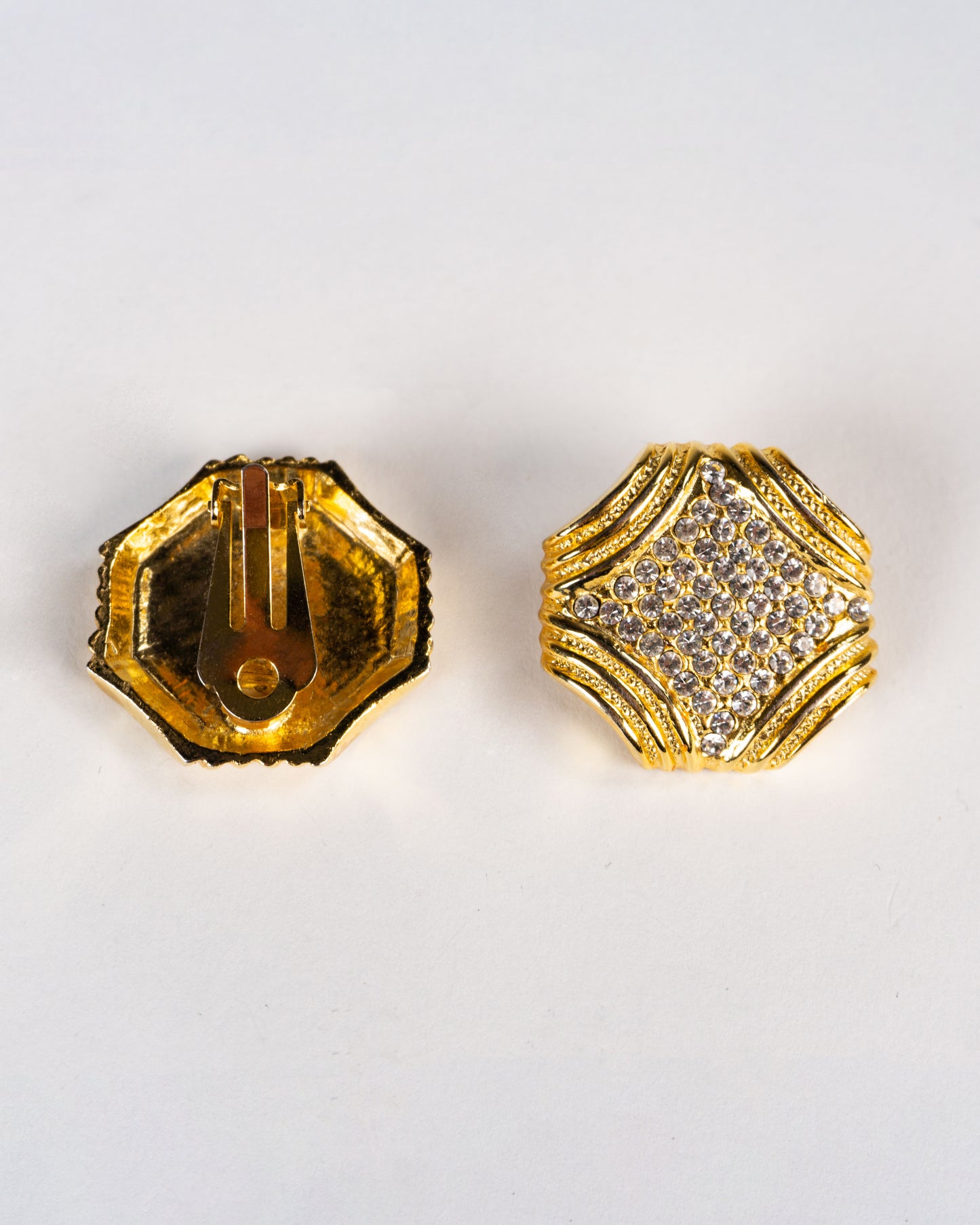 復古鋯石鑲嵌萊茵石耳環-耳夾式 | VINTAGE PAVE RHINESTONE BUTTON CLIP ONS