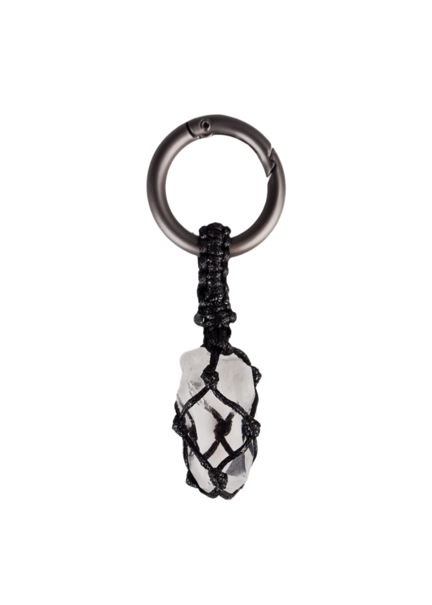 編織白水晶 黑色鑰匙圈 | Trinket Series: Braided Clear Quartz Gunmetal Keychain