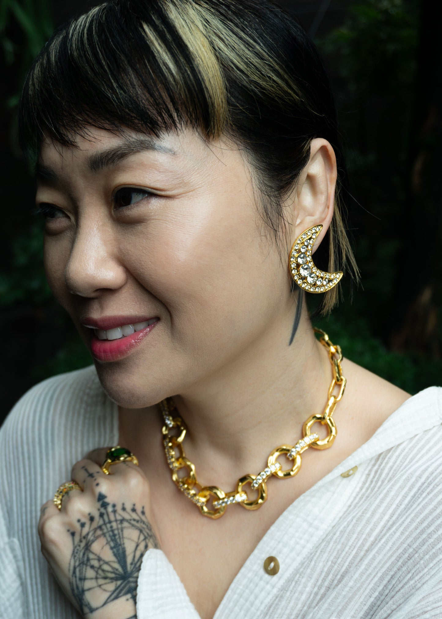 月亮&星星復古風耳環-耳夾式 | VINTAGE MOON & STAR STATEMENT EARRINGS