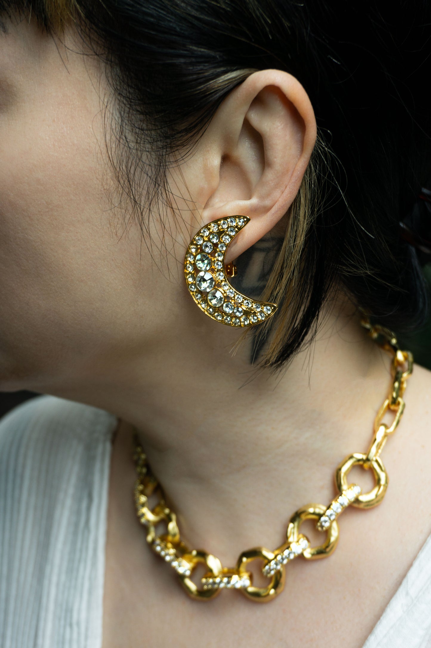 月亮&星星復古風耳環-耳夾式 | VINTAGE MOON & STAR STATEMENT EARRINGS