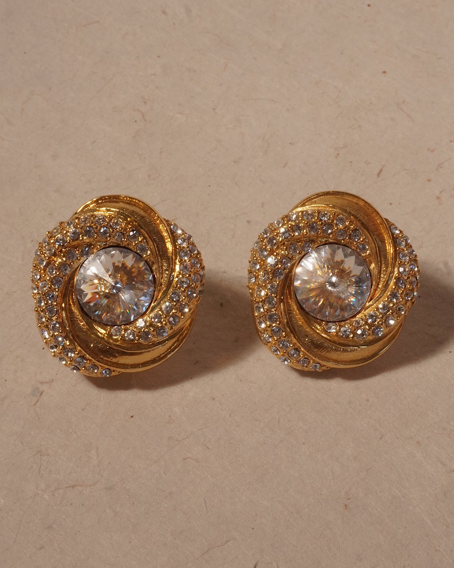 復古 RIVOLI 水晶&萊茵石耳環-耳夾式 | VINTAGE RIVOLI CRYSTAL & RHINESTONE CLIP ONS