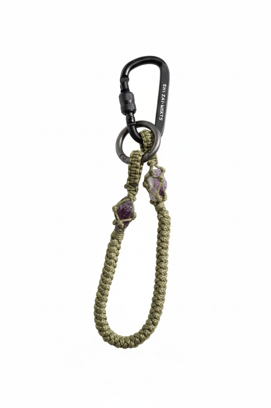 編織紫水晶手機鍊-Military Green 軍綠色 | SHIZAI × MRKT5 Phone Lanyard: Amethyst