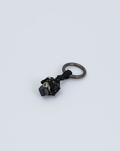 編織黑碧璽 槍黑色鑰匙圈 | Trinket Series: Braided Black Tourmaline Gunmetal Keychain