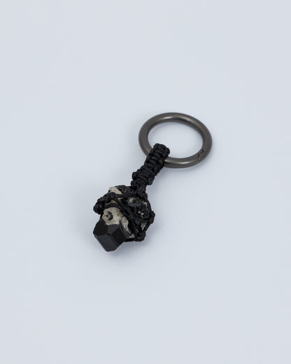 編織黑碧璽 槍黑色鑰匙圈 | Trinket Series: Braided Black Tourmaline Gunmetal Keychain
