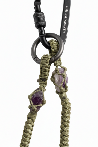 編織紫水晶手機鍊-Military Green 軍綠色 | SHIZAI × MRKT5 Phone Lanyard: Amethyst