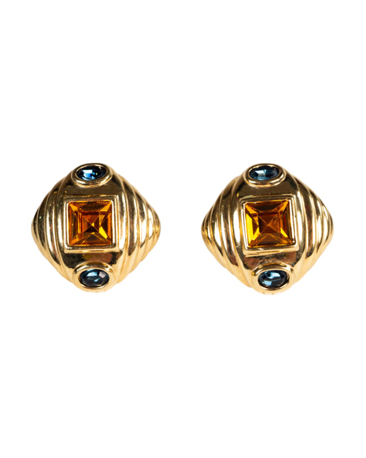復古 JOAN RIVERS 耳環-耳夾式 | VINTAGE JOAN RIVERS RIBBED BUTTON CLIP ONS