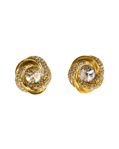 復古 RIVOLI 水晶&萊茵石耳環-耳夾式 | VINTAGE RIVOLI CRYSTAL & RHINESTONE CLIP ONS