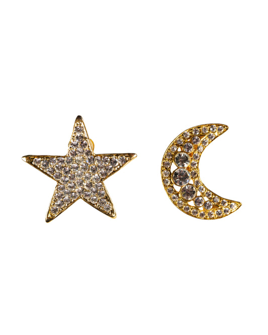 月亮&星星復古風耳環-耳夾式 | VINTAGE MOON & STAR STATEMENT EARRINGS