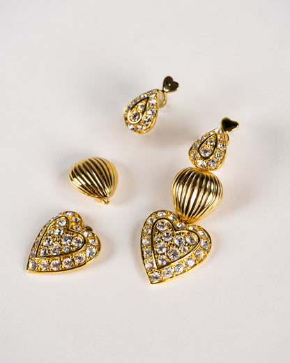 復古 NOLAN MILLER 可拆式愛心垂墜耳環-耳針式 | VINTAGE NOLAN MILLER CONVERTIBLE HEART DROP EARRINGS