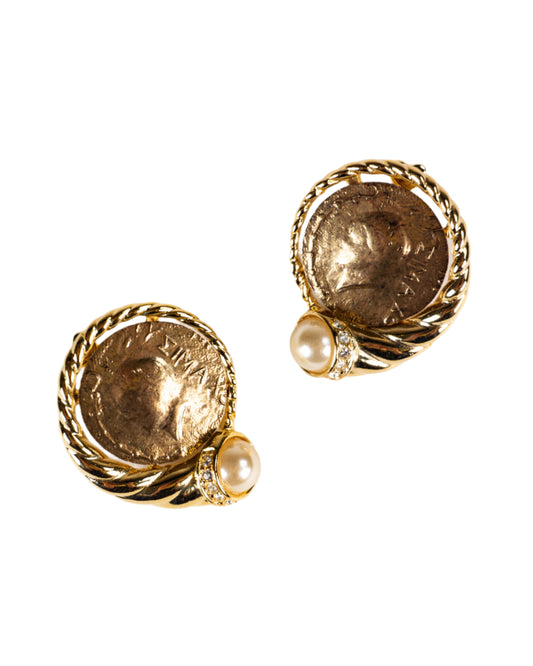 復古式 GEMME NUMARI 耳環-耳夾式 | VINTAGE GEMME NUMARI BUTTON EARRINGS