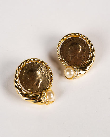 復古式 GEMME NUMARI 耳環-耳夾式 | VINTAGE GEMME NUMARI BUTTON EARRINGS
