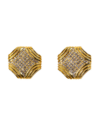 復古鋯石鑲嵌萊茵石耳環-耳夾式 | VINTAGE PAVE RHINESTONE BUTTON CLIP ONS