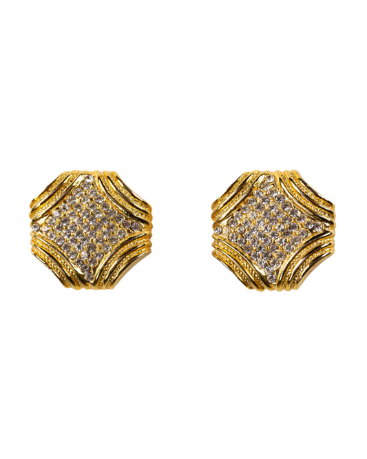 復古鋯石鑲嵌萊茵石耳環-耳夾式 | VINTAGE PAVE RHINESTONE BUTTON CLIP ONS