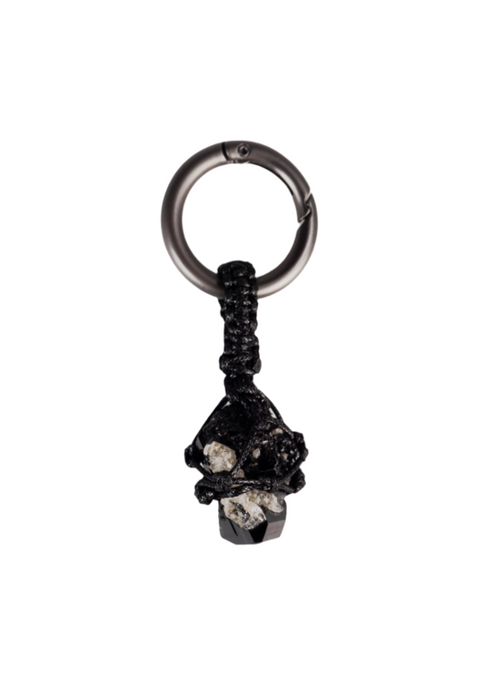 編織黑碧璽 槍黑色鑰匙圈 | Trinket Series: Braided Black Tourmaline Gunmetal Keychain
