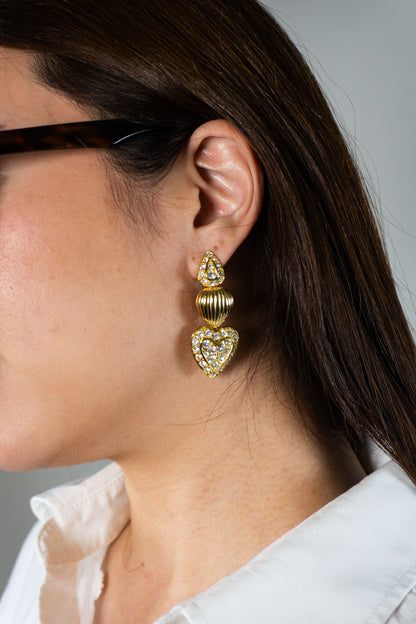 復古 NOLAN MILLER 可拆式愛心垂墜耳環-耳針式 | VINTAGE NOLAN MILLER CONVERTIBLE HEART DROP EARRINGS