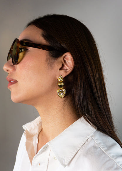 復古 NOLAN MILLER 可拆式愛心垂墜耳環-耳針式 | VINTAGE NOLAN MILLER CONVERTIBLE HEART DROP EARRINGS