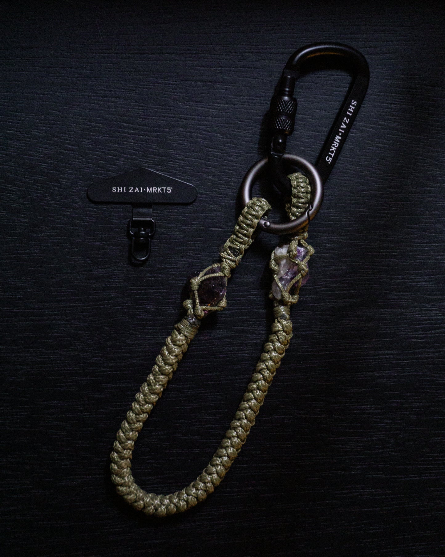編織紫水晶手機鍊-Military Green 軍綠色 | SHIZAI × MRKT5 Phone Lanyard: Amethyst