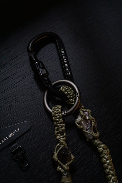 編織紫水晶手機鍊-Military Green 軍綠色 | SHIZAI × MRKT5 Phone Lanyard: Amethyst