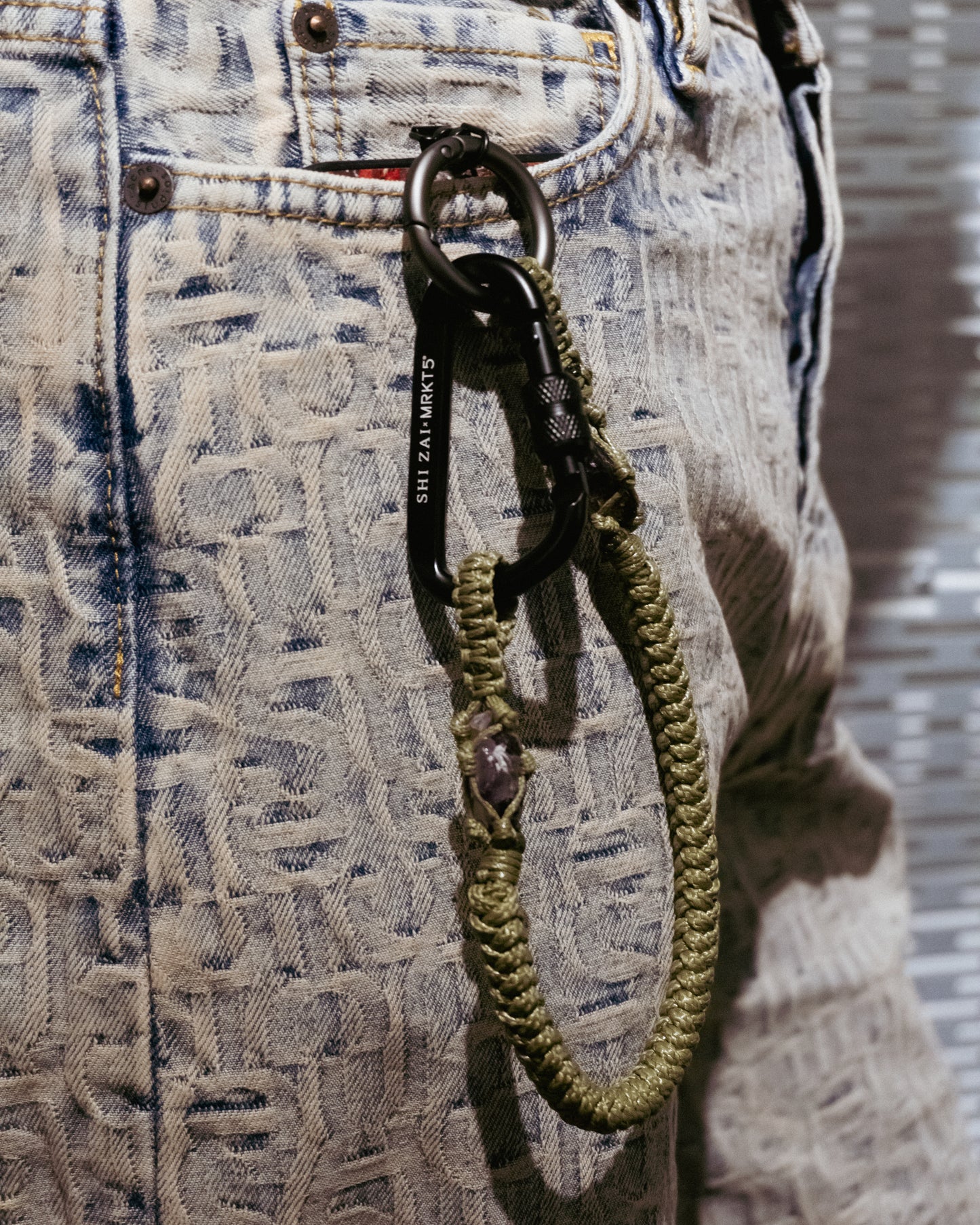 編織紫水晶手機鍊-Military Green 軍綠色 | SHIZAI × MRKT5 Phone Lanyard: Amethyst