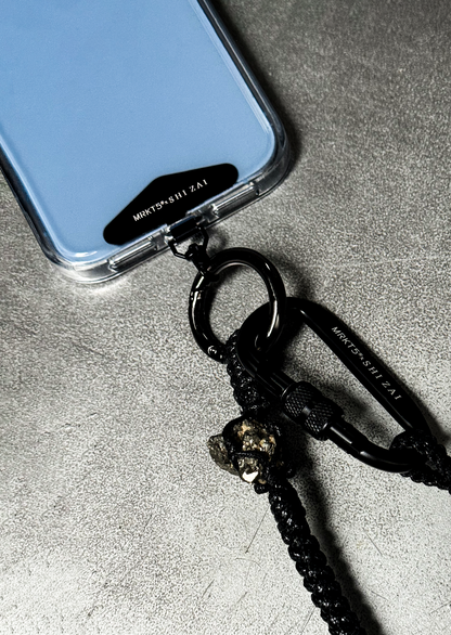 MRKT5 x SHI ZAI: Woven Pyrite Phone Chain 編織黃鐵礦手機鍊 (Black 黑色)