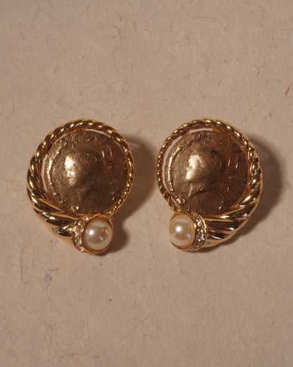 復古式 GEMME NUMARI 耳環-耳夾式 | VINTAGE GEMME NUMARI BUTTON EARRINGS