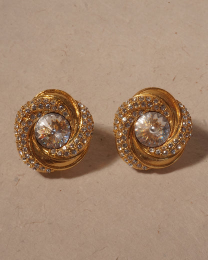 復古 RIVOLI 水晶&萊茵石耳環-耳夾式 | VINTAGE RIVOLI CRYSTAL & RHINESTONE CLIP ONS