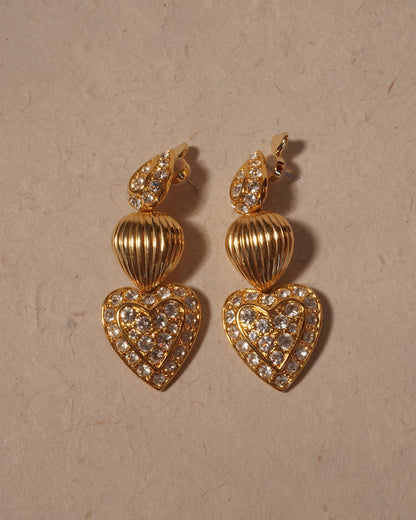 復古 NOLAN MILLER 可拆式愛心垂墜耳環-耳針式 | VINTAGE NOLAN MILLER CONVERTIBLE HEART DROP EARRINGS